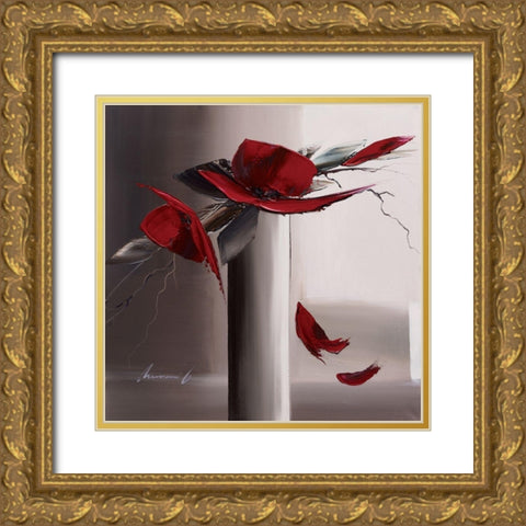 En rouge et gris II Gold Ornate Wood Framed Art Print with Double Matting by Tramoni, Oliver