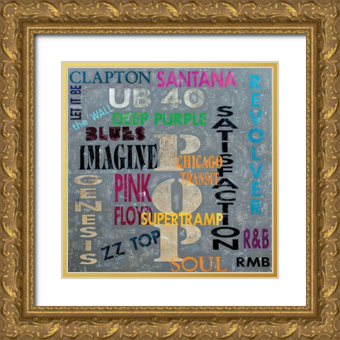 Pop Music Gold Ornate Wood Framed Art Print with Double Matting by RMB
