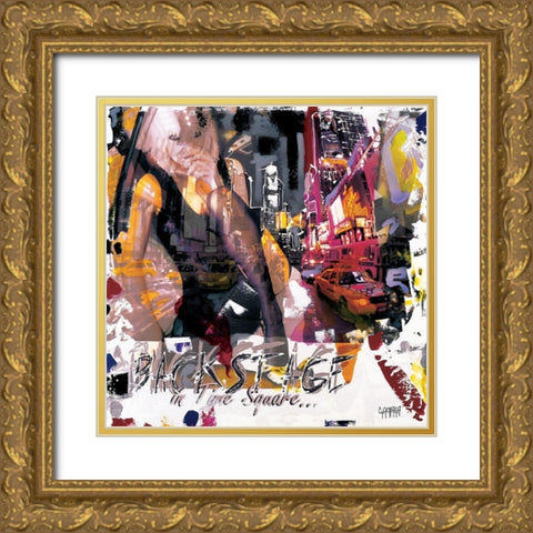 Backstage in Time Square Gold Ornate Wood Framed Art Print with Double Matting by Gachaga, Vincent