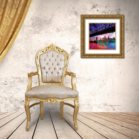 Colorful Bridge Gold Ornate Wood Framed Art Print with Double Matting by Marcus