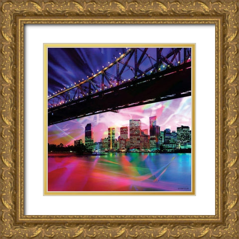 Colorful Bridge Gold Ornate Wood Framed Art Print with Double Matting by Marcus