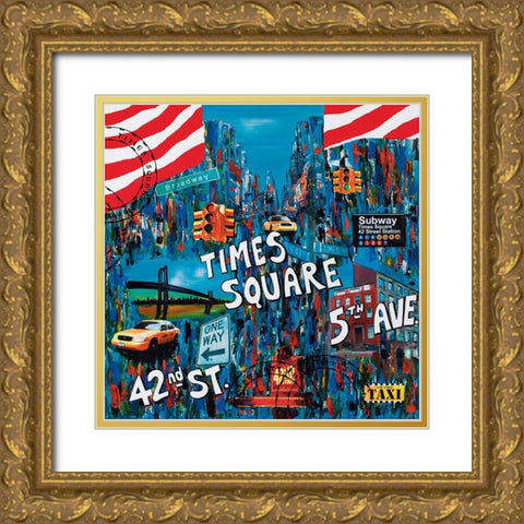 Times Square 5th avenue Gold Ornate Wood Framed Art Print with Double Matting by Wozniak, Sophie
