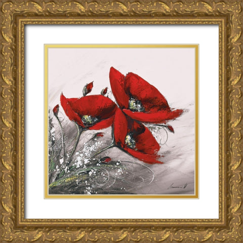 Bouquet de coquelicots I Gold Ornate Wood Framed Art Print with Double Matting by Tramoni, Oliver