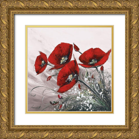 Bouquet de coquelicots II Gold Ornate Wood Framed Art Print with Double Matting by Tramoni, Oliver