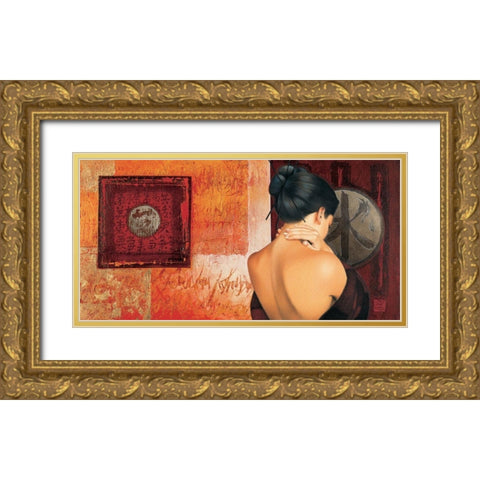 Soupir effleure Gold Ornate Wood Framed Art Print with Double Matting by Graux, David