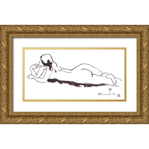 Sobriete Gold Ornate Wood Framed Art Print with Double Matting by Bonnefoit, Alain