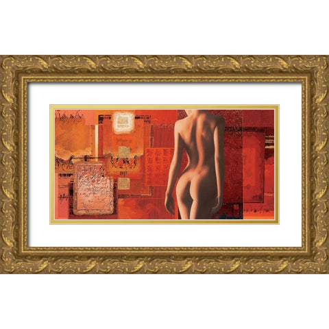 A lombre de tes yeux Gold Ornate Wood Framed Art Print with Double Matting by Graux, David