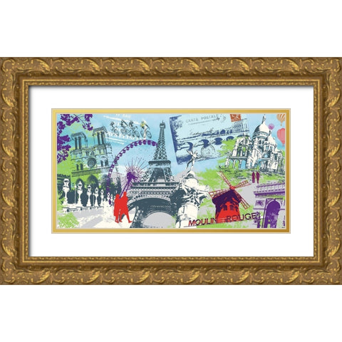 Moulin rouge Gold Ornate Wood Framed Art Print with Double Matting by Farkas, Atelier