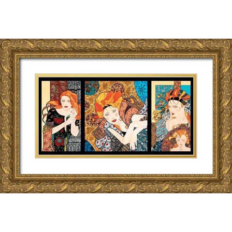 Composition 1 Gold Ornate Wood Framed Art Print with Double Matting by Stampfer, Sophie
