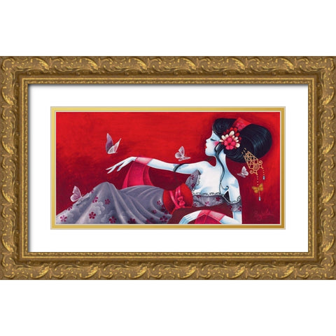 Cameliasheart Gold Ornate Wood Framed Art Print with Double Matting by Sybile