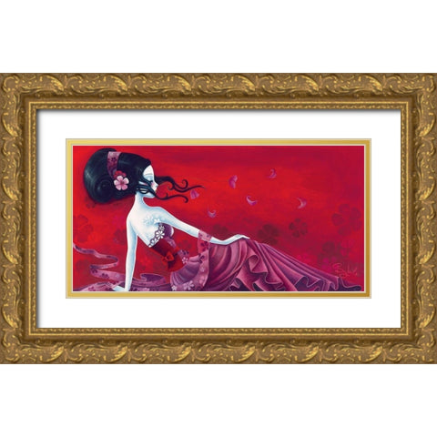 Enchanted breeze Gold Ornate Wood Framed Art Print with Double Matting by Sybile
