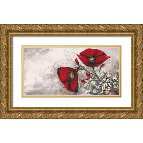 Duo de coquelicots I Gold Ornate Wood Framed Art Print with Double Matting by Tramoni, Oliver