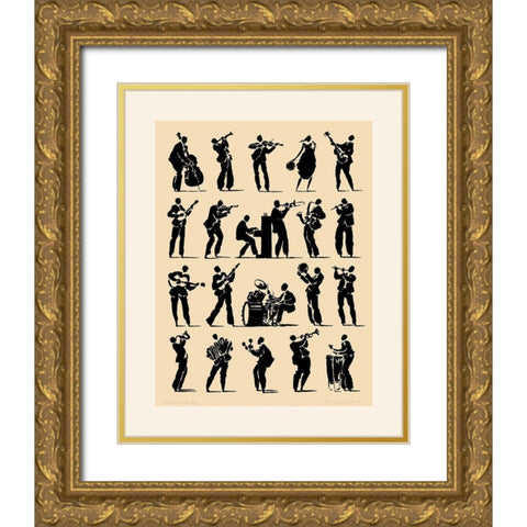 Jazz Gold Ornate Wood Framed Art Print with Double Matting by Geraud, Philippe
