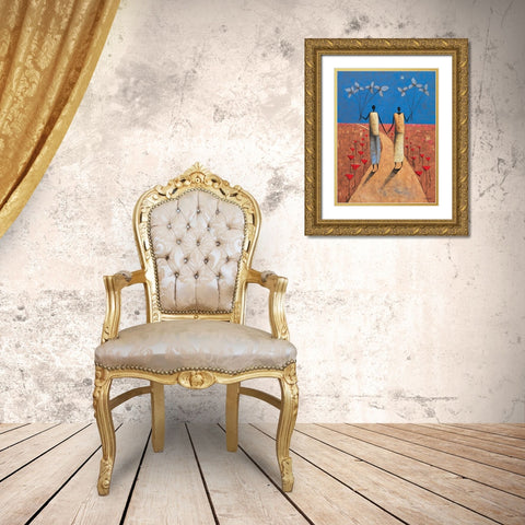 En chemin Gold Ornate Wood Framed Art Print with Double Matting by Rauscher, Michel