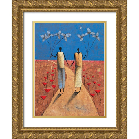 En chemin Gold Ornate Wood Framed Art Print with Double Matting by Rauscher, Michel