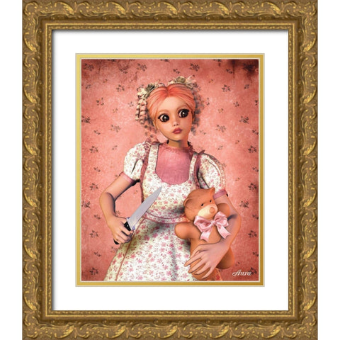 Chaotic Kitty Gold Ornate Wood Framed Art Print with Double Matting by Aura