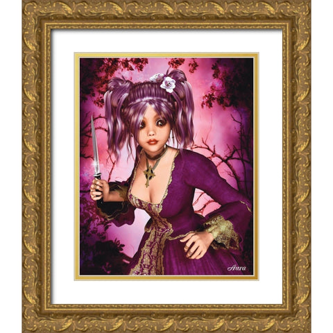 Damaged Rose Gold Ornate Wood Framed Art Print with Double Matting by Aura