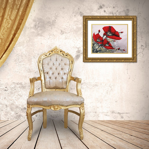 Bouquet de coquelicots III Gold Ornate Wood Framed Art Print with Double Matting by Tramoni, Oliver