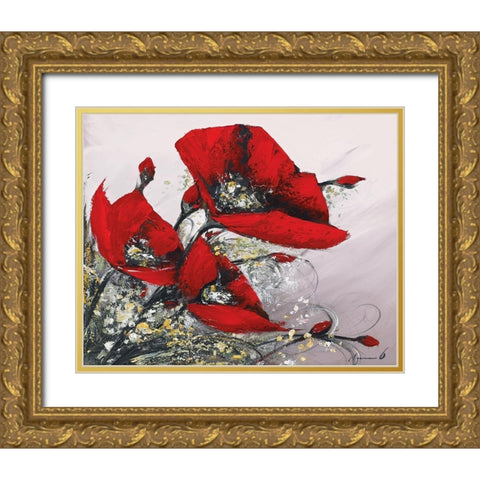 Bouquet de coquelicots III Gold Ornate Wood Framed Art Print with Double Matting by Tramoni, Oliver