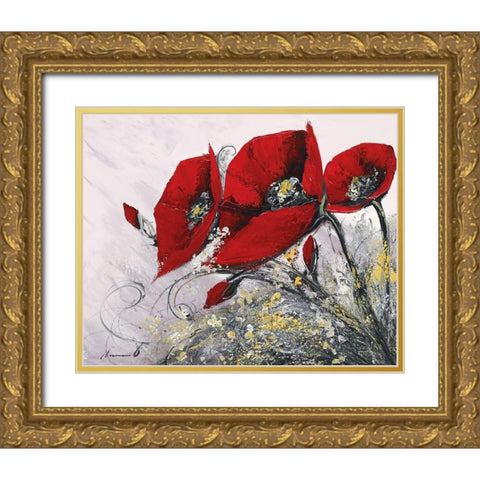 Bouquet de coquelicots IV Gold Ornate Wood Framed Art Print with Double Matting by Tramoni, Oliver