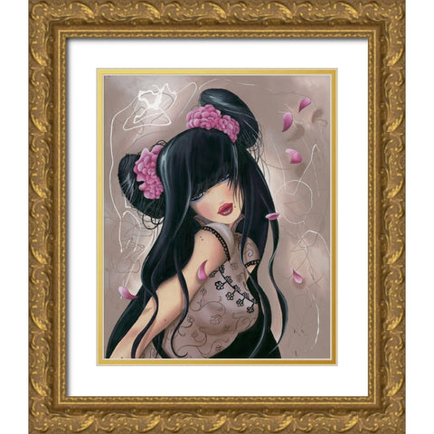 Teen Lilou Gold Ornate Wood Framed Art Print with Double Matting by Rhumeur, Aurelie