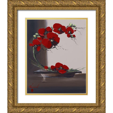 Panache dorchideÂ´es I Gold Ornate Wood Framed Art Print with Double Matting by Tramoni, Oliver