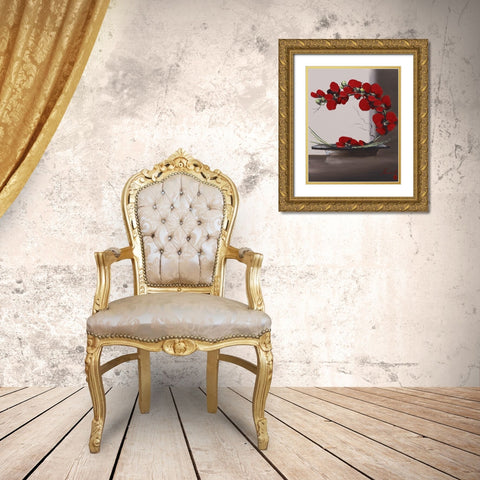 Panache dorchideÂ´es II Gold Ornate Wood Framed Art Print with Double Matting by Tramoni, Oliver