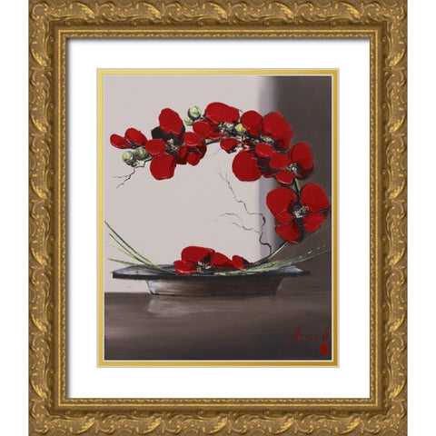 Panache dorchideÂ´es II Gold Ornate Wood Framed Art Print with Double Matting by Tramoni, Oliver