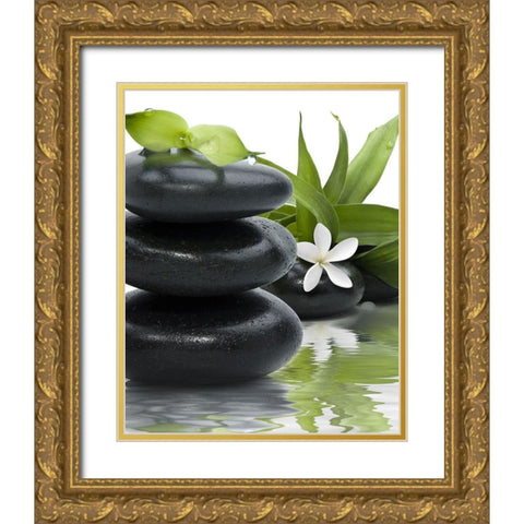 DÃ©tente au spa Gold Ornate Wood Framed Art Print with Double Matting by Braun Studio