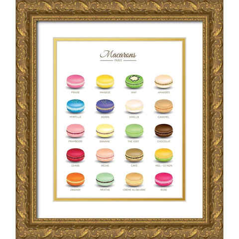 Macarons Menu Gold Ornate Wood Framed Art Print with Double Matting by Braun Studio