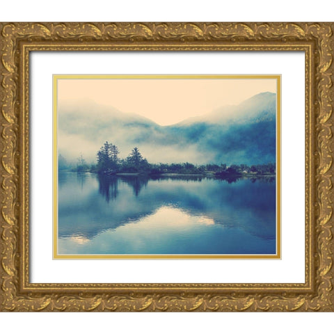 Blue lake Gold Ornate Wood Framed Art Print with Double Matting by Braun Studio