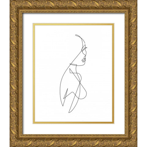 Angel face Gold Ornate Wood Framed Art Print with Double Matting by Braun Studio