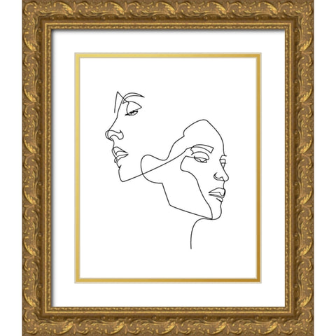 Visages Gold Ornate Wood Framed Art Print with Double Matting by BRAUN Studio