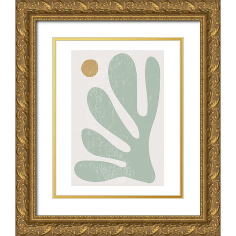 Feuille 3 Gold Ornate Wood Framed Art Print with Double Matting by BRAUN Studio