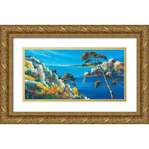 La baie tranquille Gold Ornate Wood Framed Art Print with Double Matting by Keiflin, Roger