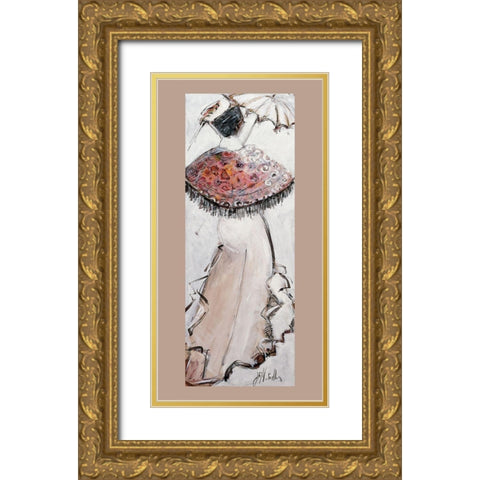 Arlesienne a lombrelle I Gold Ornate Wood Framed Art Print with Double Matting by Monteiller, Jean-Francois