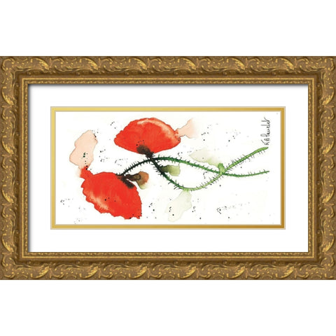 Parade coquelicots II Gold Ornate Wood Framed Art Print with Double Matting by Blanchet, Karl