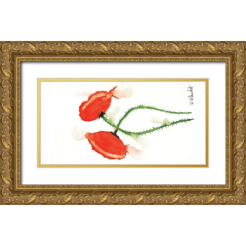 Parade coquelicots IV Gold Ornate Wood Framed Art Print with Double Matting by Blanchet, Karl