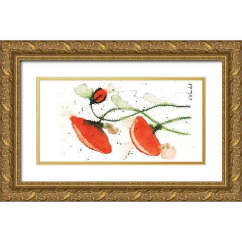 Trio de coquelicots I Gold Ornate Wood Framed Art Print with Double Matting by Blanchet, Karl