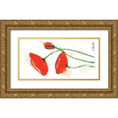 Trio de coquelicots II Gold Ornate Wood Framed Art Print with Double Matting by Blanchet, Karl