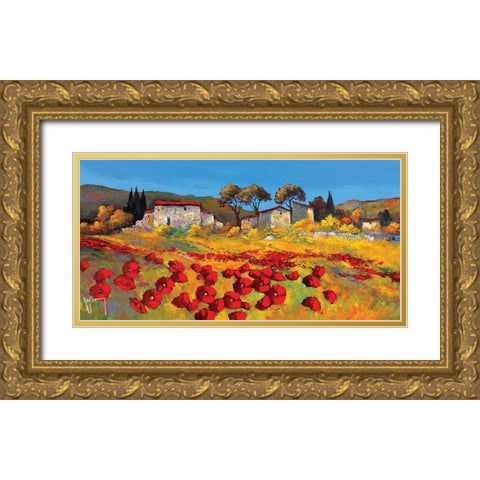 Le Hameau Gold Ornate Wood Framed Art Print with Double Matting by Keiflin, Roger