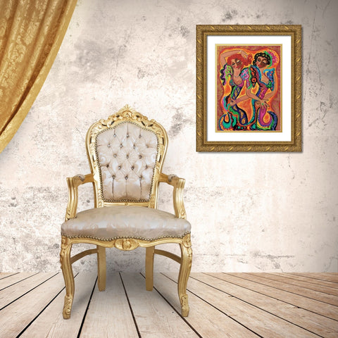 Gypsy dance Gold Ornate Wood Framed Art Print with Double Matting by Ingrid, B.