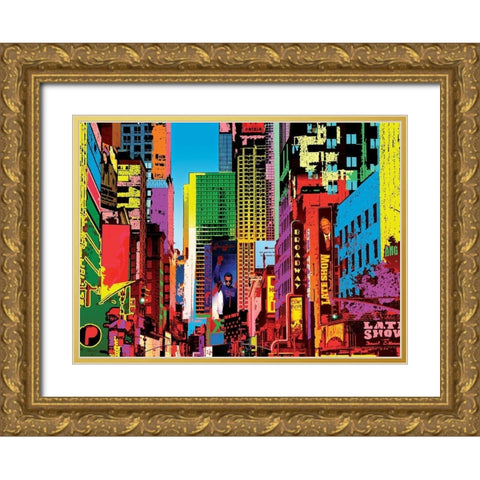 Broadway II Gold Ornate Wood Framed Art Print with Double Matting by Potron, Geraldine