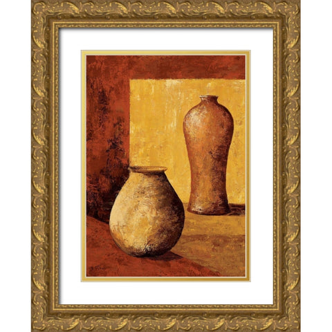 Terra cotta I Gold Ornate Wood Framed Art Print with Double Matting by Flaud, Beatriz