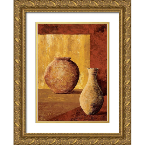 Terra cotta II Gold Ornate Wood Framed Art Print with Double Matting by Flaud, Beatriz