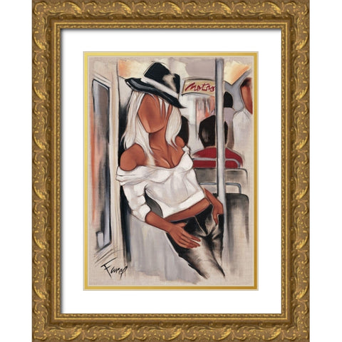 Metro ballade Gold Ornate Wood Framed Art Print with Double Matting by Farel, Pierre