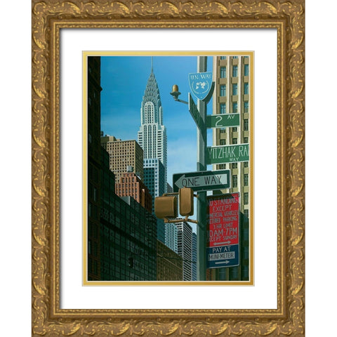 Chrysler from 2nd Avenue Gold Ornate Wood Framed Art Print with Double Matting by Peyret, Eric