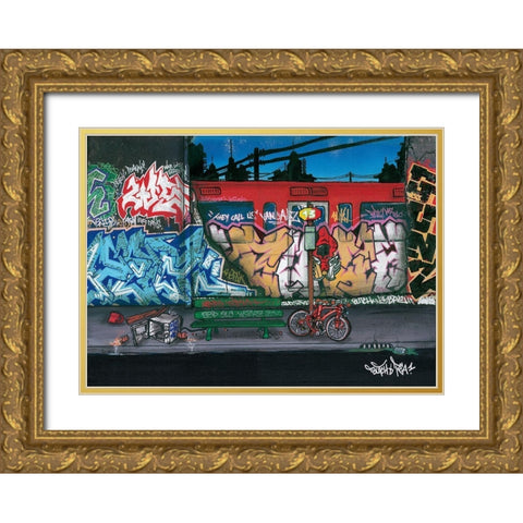 Bus II nuit Gold Ornate Wood Framed Art Print with Double Matting by Butch and Pea