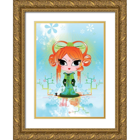 Sweet-KAMALA Gold Ornate Wood Framed Art Print with Double Matting by DS, Kamala