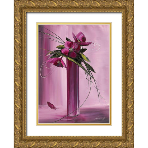 Bouquet violet I Gold Ornate Wood Framed Art Print with Double Matting by Tramoni, Oliver
